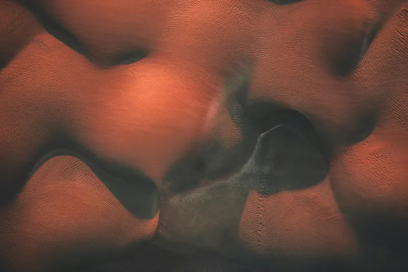 Soft sand dunes photographed from above